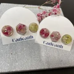 レジン製花柄ピアスセット