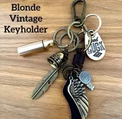 キーホルダー キーリング カラビナ ブロンド 古銅色 ヴィンテージ アメカジ 鈴