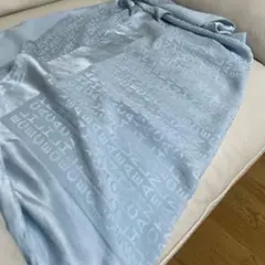 CHANEL シルク ロゴ スカーフ ライトブルー
