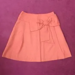 美品 ボンメルスリードアナトリエ  リボンフレアースカート ピンクミニ膝丈のサムネイル