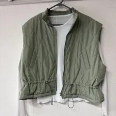 オリーブグリーン キルティングベスト