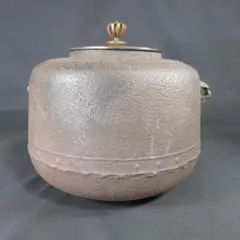 茶釜 茶道具 茶器 鉄器 カボチャ 銅摘蓋 鉄釜 釜環 丸釜 煎茶道具