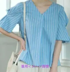 オペークドットクリップ　Мサイズ　ストライプブラウス