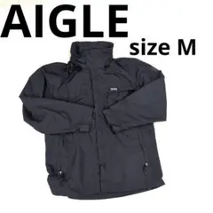 245○ AIGLE フード付き黒ジャケット M