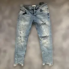 ダメージ加工 ライトブルー デニムジーンズ 31