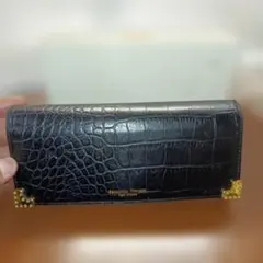 サマンサタバサ　長財布　クロコ型押し　ブラック革　超美品!