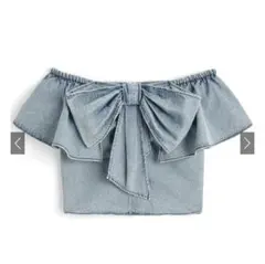 デニムオフショルダーリボンビスチェ