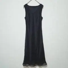 【ROPE'】（M）ノースリーブブラックフォーマルロングワンピース/スパンコールのサムネイル