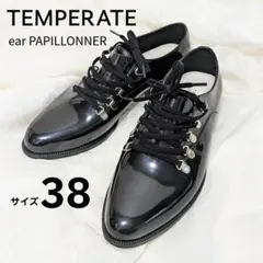 TEMPERATE レースアップシューズ レインシューズ 38 ブラック 別注