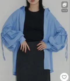 Aunt Marie’s ギャザースリーブルーズオーバーシャツ　ブルー