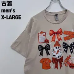 GILDAN ハロウィン Tシャツ オバケ パンプキン ベージュ XL 古着