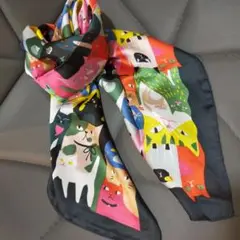 猫柄 スカーフ 大判
