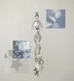 クラゲ　ビーズキーホルダー　クリア