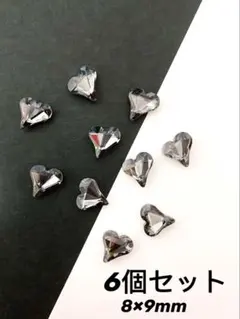 No.7 歪みハートネイルパーツ クリアブラック　S