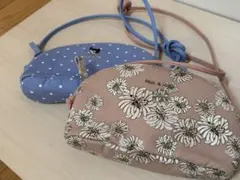 ポール&ジョー x ユニクロ 青とピンクの花柄ポーチ 2セット