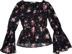 eimy istoire花柄 ブラウス フレアスリーブ 黒 フェミニン トップス