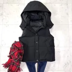 美品 ジャーナルスタンダード 取外し可能フード付き2wayダウンベスト ブラック