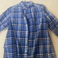Ralph Lauren 青 チェック柄 シャツ Lサイズ