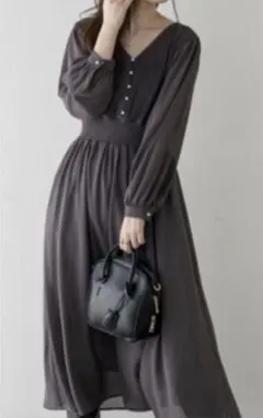 natural couture ピンタックプリーツお上品ワンピース