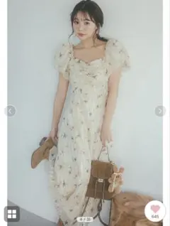 【SNIDEL】ラメドビーシフォンプリントワンピース