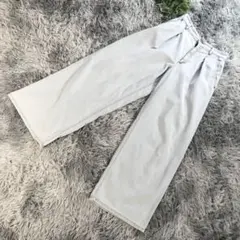 GU【L】リラックス感◎ デニム ワイドパンツ ライトブルー ゴムウエスト