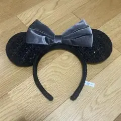 ミッキー耳カチューシャ 黒 スパンコール