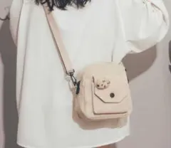 ベージュ コーデュロイ ショルダーバッグ