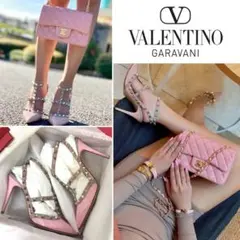 ヴァレンティノ VALENTINO 未使用 ロックスタッズ パンプス ピンクのサムネイル