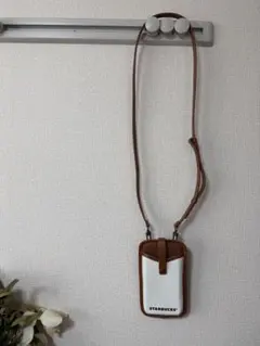 STARBUCKS スマホショルダーバッグ ホワイト/ブラウン