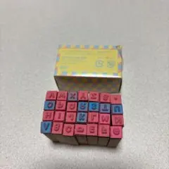 木製スタンプ 16個セット ピンクと青
