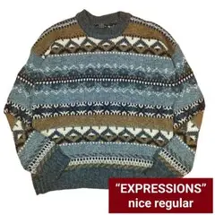 【US古着】90s 00s “EXPRESSIONS” ウール混アクリルニット