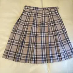 ベージュ系チェックプリーツスカート