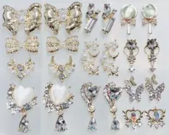 ネイルパーツ22点セット　まとめ売り　ハート　でかリボン　お月様　魔法ステッキ