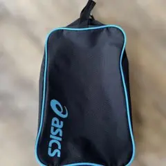 (^-^)asics*シューズケース*黒/青