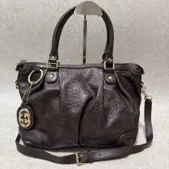 【GUCCI】美品　2wayハンドバッグ　ショルダー　スーキー　シマレザー
