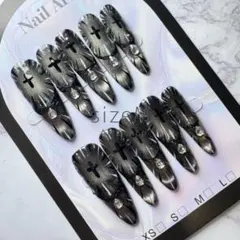 ゴシック×クロス 流行りデザイン ブラックマグネット スーパーロング