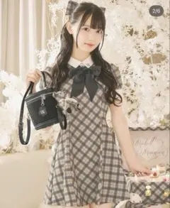 ミシェルマカロン オリジナルチェック柄リボン ワンピース 松本ももな リボン有り