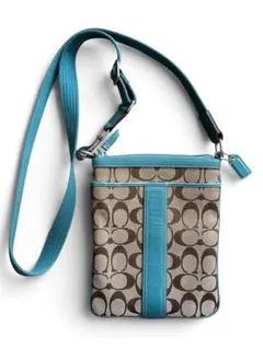COACH コーチ シグネチャー ショルダーバッグ ターコイズのサムネイル