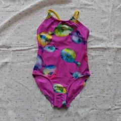 魚柄 紫色 ワンピース水着 4y 100