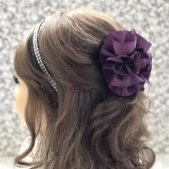 くしゅくしゅリボン　バンズクリップ　ヘアーアクセサリー17.プラム