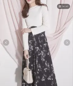 toccocloset 2wayリボン付きフラワードッキングワンピース