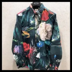 美品 CABaN シルクツイル HARVEST レギュラーカラーシャツ フルーツ