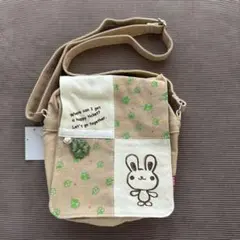 【新品未使用】うさぎイラストのキャンバスショルダーバッグ