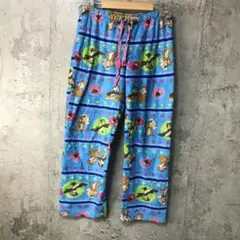 Y5995古着　柄パンツ　パジャマパンツ　青　90s Y2K