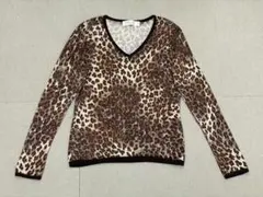 K12236）MAGGY TOKYO シルクカシミヤ レオパード柄Vネックニット