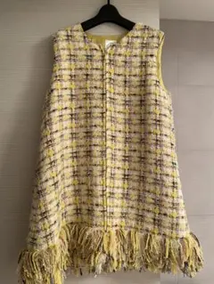 amin pur ノースリーブ ワンピース フリーサイズ　ツイード　ジレ