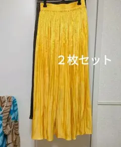【美品】OZOC　36　ロングスカート　イエロー　 他ダークブラウン
