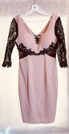 あや様専用dazzyピンクタイトドレス Lサイズ レーススリーブ