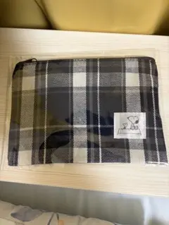【非売品】スヌーピー チェック柄ポーチ 約18cm x12cm