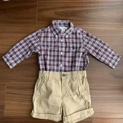 ラルフローレン チェック柄コットンシャツ 6M H&Mショートパンツ68cm